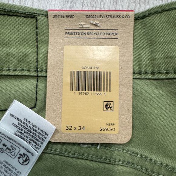 Levis 514 Straight Fit Pants Men's 32x34 Green Stretch Twill Straight Leg NEW - Picture 3 of 12